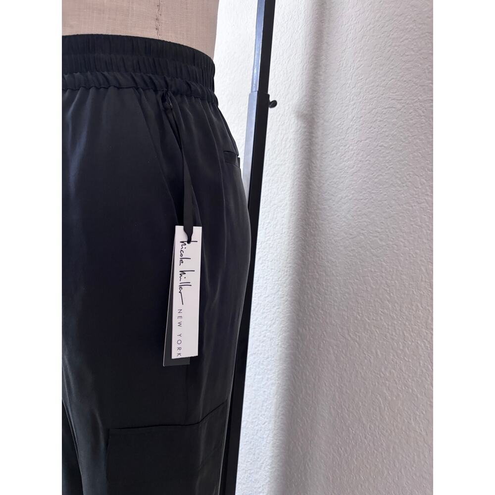 Nicole Miller | NWT 100% Silk Jogger Pants with Cargo Pockets Size S - Picture 7 of 9